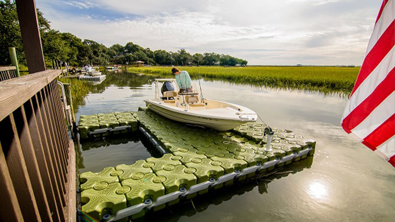 fishing boat on green dock