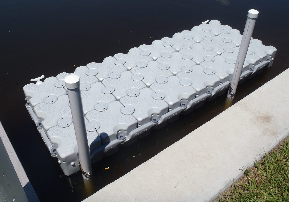 A floating dock in the water.