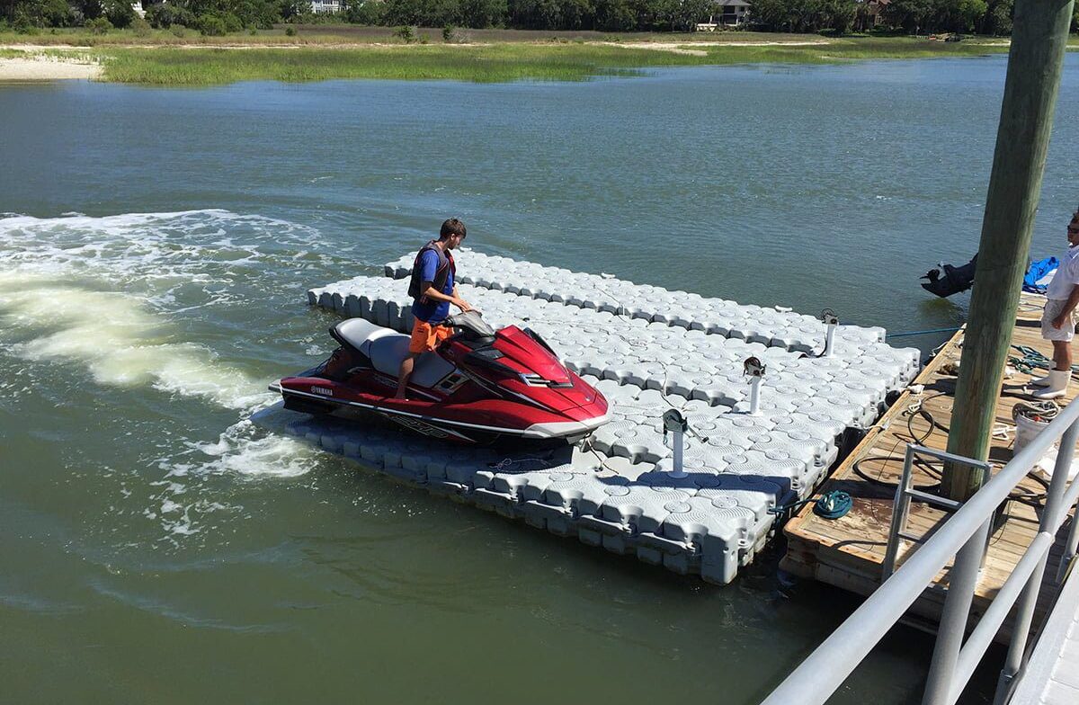 red jet ski on dock