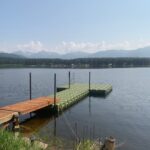T-shaped green floating dock in Montana